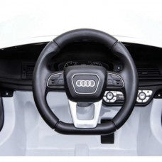 AUDI Q5 12V weiß, Musik, MP3, Beleuchtung, Leder Sitz, Gummi Reifen