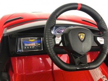 Lamborghini Aventador 12V rot, Flügeltüren, MP3, Beleuchtung, Leder Sitz, Gummi Reifen