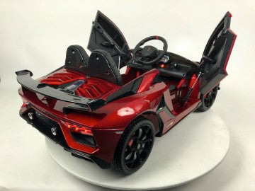 Lamborghini Aventador 12V rot, Flügeltüren, MP3, Beleuchtung, Leder Sitz, Gummi Reifen