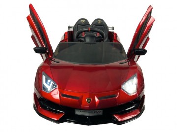 Lamborghini Aventador 12V rot, Flügeltüren, MP3, Beleuchtung, Leder Sitz, Gummi Reifen