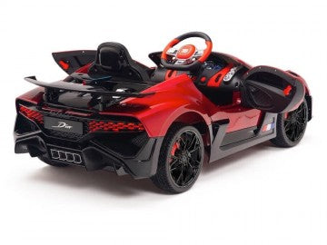 Bugatti Divo 12V rot, Musik, MP3, Beleuchtung, Leder Sitze, Gummi Reifen