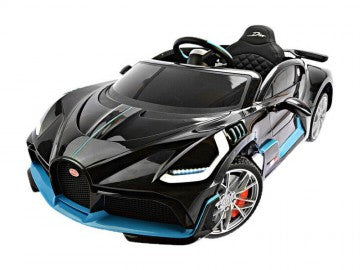 Bugatti Divo 12V schwarz, Musik, MP3, Beleuchtung, Leder Sitze, Gummi Reifen