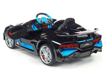 Bugatti Divo 12V schwarz, Musik, MP3, Beleuchtung, Leder Sitze, Gummi Reifen