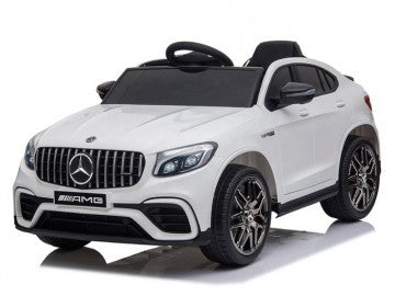 Mercedes-BENZ GLC63 S 12V weiß, Musik, Beleuchtung, Leder Sitze, Gummi Reifen