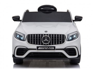 Mercedes-BENZ GLC63 S 12V weiß, Musik, Beleuchtung, Leder Sitze, Gummi Reifen