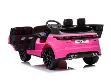 Land Rover, Range Rover Velar 12V pink, Musik, MP3, Beleuchtung, Leder Sitze, Gummi Reifen