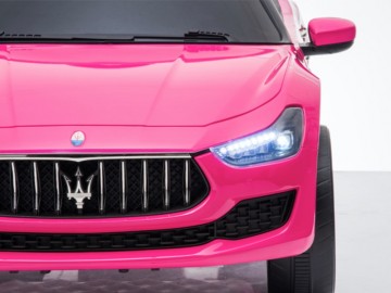 Maserati Ghibli 12V pink, Musik, Beleuchtung, Leder Sitze, Gummi Reifen