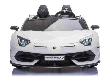 Lamborghini Aventador SVJ 24V weiß, Zweisitzer, Flügeltüren, MP3, Beleuchtung, Leder Sitz, Gummi Reifen