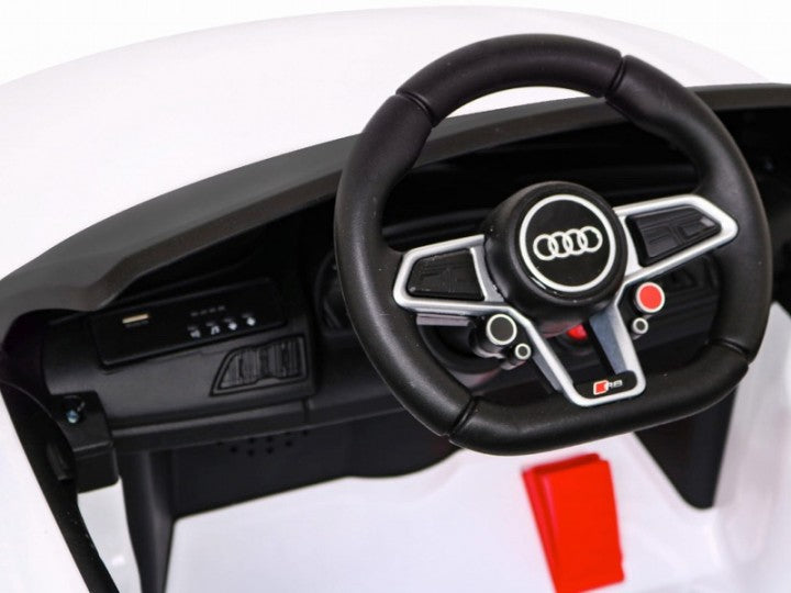 AUDI R8 SPORT 12V weiß, Musik, MP3, Beleuchtung, Leder Sitz, Gummi Reifen