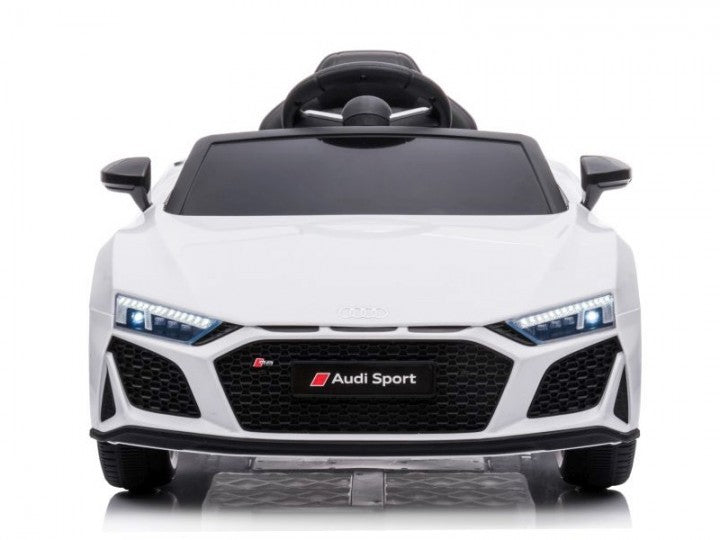 AUDI R8 SPORT 12V weiß, Musik, MP3, Beleuchtung, Leder Sitz, Gummi Reifen