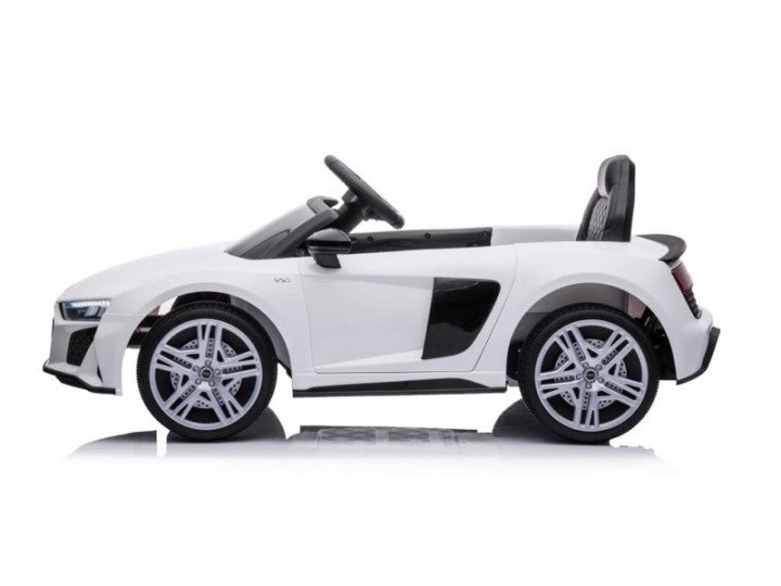 AUDI R8 SPORT 12V weiß, Musik, MP3, Beleuchtung, Leder Sitz, Gummi Reifen