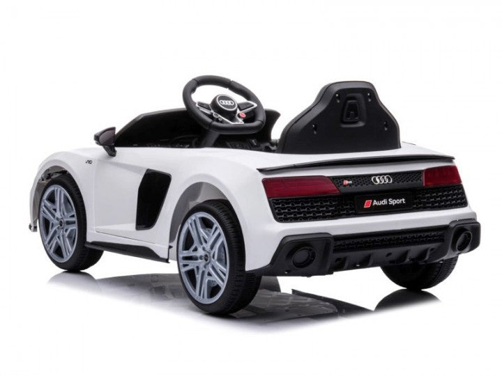 AUDI R8 SPORT 12V weiß, Musik, MP3, Beleuchtung, Leder Sitz, Gummi Reifen