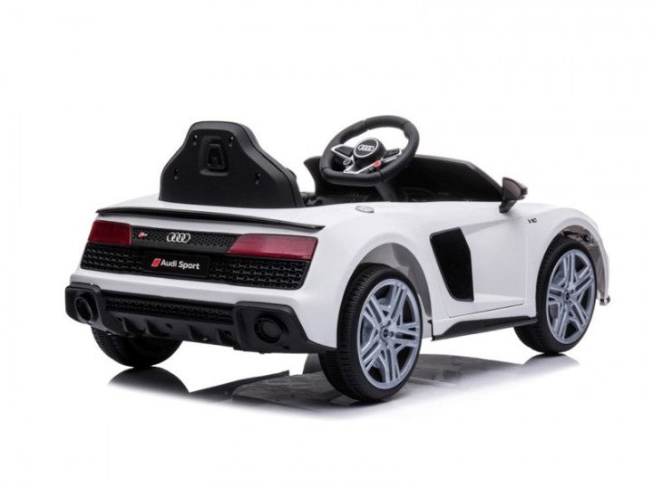 AUDI R8 SPORT 12V weiß, Musik, MP3, Beleuchtung, Leder Sitz, Gummi Reifen