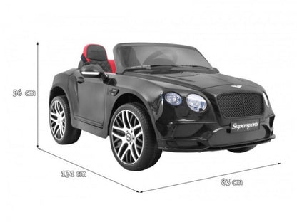 Bentley Supersports 12V schwarz, 2-Sitzer, MP3, Beleuchtung, Leder Sitze, Gummi Reifen