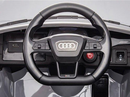 AUDI RS6 12V schwarz, Musik, Bluetooth, Beleuchtung, Leder Sitz, Gummi Reifen