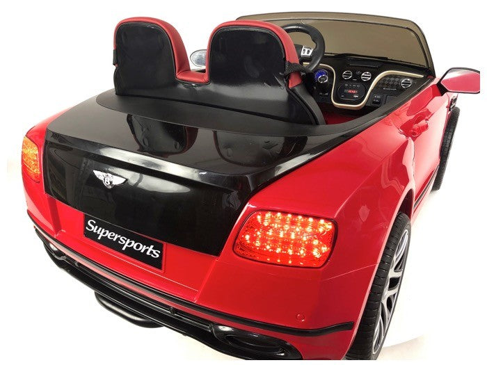 Bentley Supersports 12V rot, 2-Sitzer, MP3, Beleuchtung, Leder Sitze, Gummi Reifen