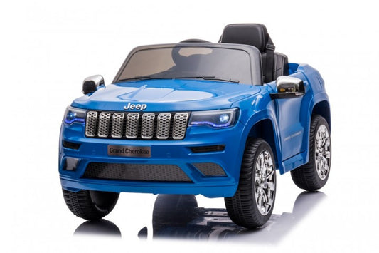 Jeep Grand Cherokee blau, 12V Kinderauto, Musik, Beleuchtung, Leder Sitz, Gummi Reifen