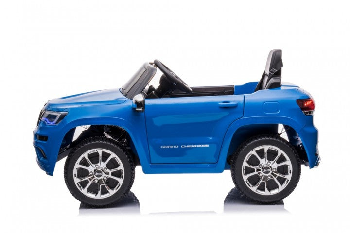 Jeep Grand Cherokee blau, 12V Kinderauto, Musik, Beleuchtung, Leder Sitz, Gummi Reifen