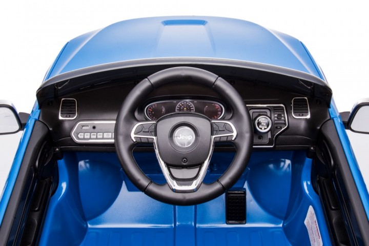 Jeep Grand Cherokee blau, 12V Kinderauto, Musik, Beleuchtung, Leder Sitz, Gummi Reifen