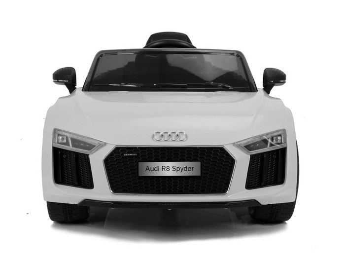 AUDI R8 12V weiß, Musik, MP3, Beleuchtung, Leder Sitz, Gummi Reifen