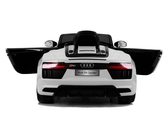 AUDI R8 12V weiß, Musik, MP3, Beleuchtung, Leder Sitz, Gummi Reifen