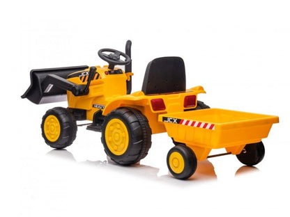 Bulldozer mit Anhänger, 12V Kinderauto, Leder Sitz, Musik, LED Beleuchtung