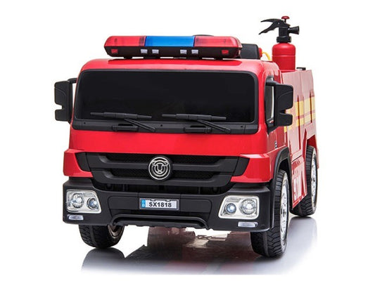 Feuerwehrauto, 12V Kinderauto, Blaulicht, Martinshorn, Leder Sitz, Musik, LED Beleuchtung