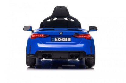 BMW M4 12V blau, Musik, MP3, Beleuchtung, Leder Sitze, Gummi Reifen