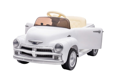 Chevrolet 3100 Classic weiß, 12V Kinderauto, Musik, MP3, Beleuchtung, Leder Sitz, Gummi Reifen