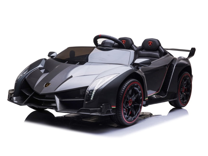 Lamborghini Veneno 12V schwarz, 2-Sitzer, Bluetooth, Beleuchtung, Leder Sitze, Gummi Reifen