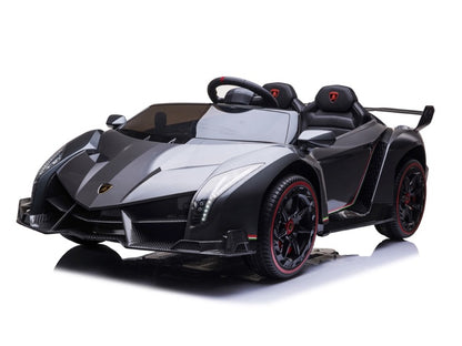 Lamborghini Veneno 12V schwarz, 2-Sitzer, Bluetooth, Beleuchtung, Leder Sitze, Gummi Reifen