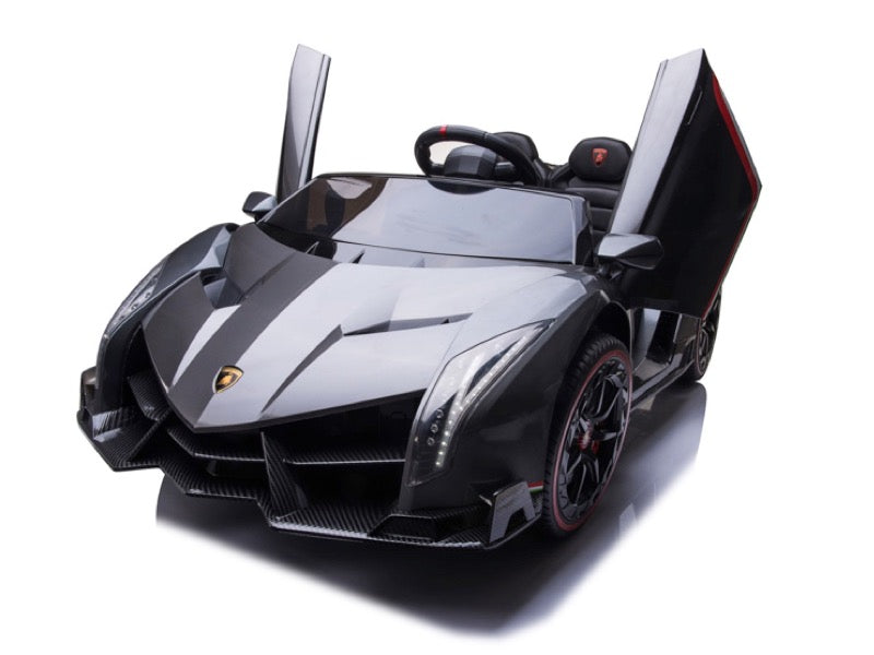 Lamborghini Veneno 12V schwarz, 2-Sitzer, Bluetooth, Beleuchtung, Leder Sitze, Gummi Reifen