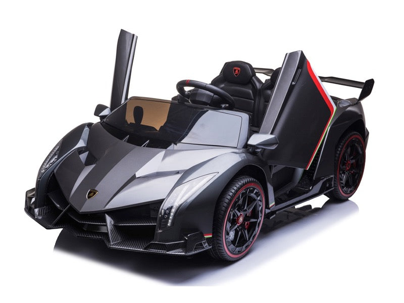 Lamborghini Veneno 12V schwarz, 2-Sitzer, Bluetooth, Beleuchtung, Leder Sitze, Gummi Reifen