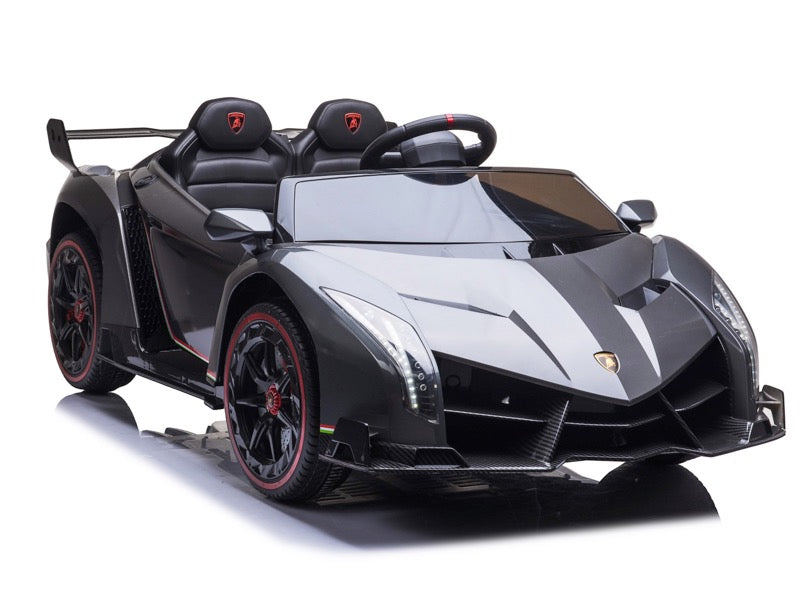 Lamborghini Veneno 12V schwarz, 2-Sitzer, Bluetooth, Beleuchtung, Leder Sitze, Gummi Reifen