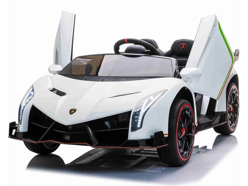 Lamborghini Veneno 12V weiß, 2-Sitzer, Bluetooth, Beleuchtung, Leder Sitze, Gummi Reifen