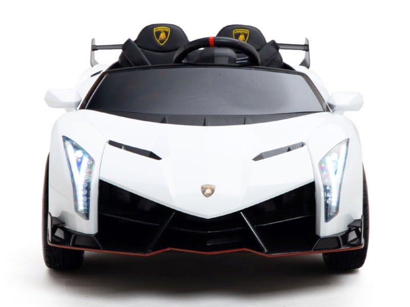 Lamborghini Veneno 12V weiß, 2-Sitzer, Bluetooth, Beleuchtung, Leder Sitze, Gummi Reifen